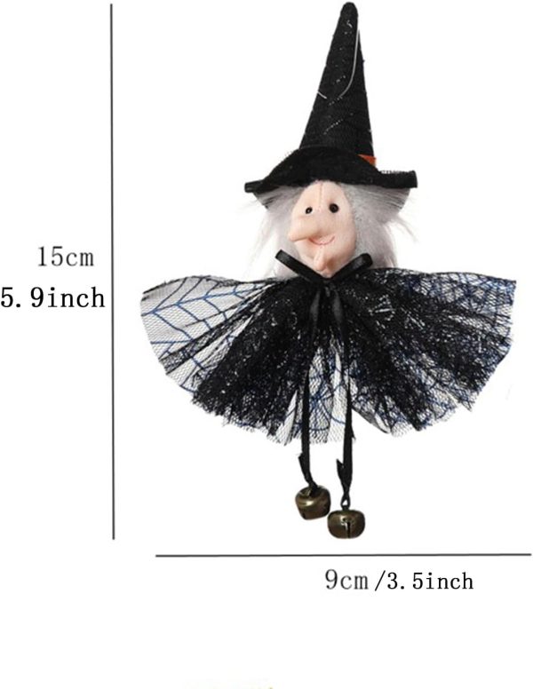 4-Piece Halloween Hanging Ornaments: Pumpkin, Ghost, Witch, Black Cat