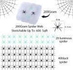1000 sq m Spider Web, 24 Fake Spiders, Indoor Party Decoration