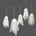 12 Small Hanging Ghosts, White Cloth Black Eyes, Multi-Scene