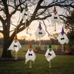 24pcs 9.8-inch Cute Flying Ghost Hanging Decor, Wind Chime Style