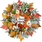 45cm Orange Pumpkin Maple Leaf Wreath, Colorful Berries, Multi-Season