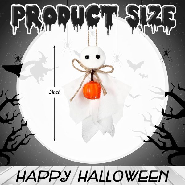 24pcs 3-inch Mini Ghost Hanging Decor, Farmhouse Rustic Style with Pumpkin
