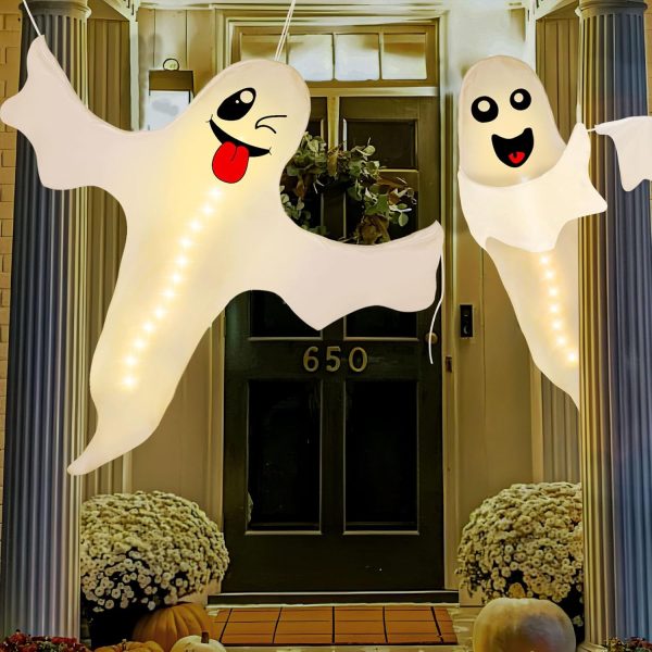 2 Hanging Ghosts, Tree Hugger Friendly, Outdoor Decoration