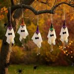 24pcs 9.8-inch Cute Flying Ghost Hanging Decor, Wind Chime Style