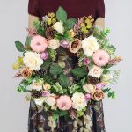 Artificial Fall Wreath, Pink Pumpkin, Rose, Camellia, for Weddings & Holidays