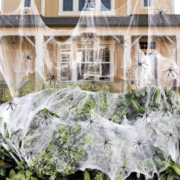 300 sq ft Spider Web, 10 Fake Spiders, Indoor & Outdoor