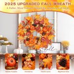 Fall Pumpkin Wreath, Suitable for Front Door or Table Centerpiece