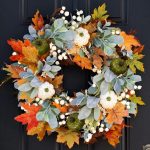 45cm Orange Pumpkin Maple Leaf Wreath, Colorful Berries, Multi-Season