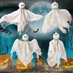 4pcs 27.6-inch Primitive Style Flying Ghosts, for Front Yard Porch