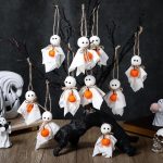 24pcs 3-inch Mini Ghost Hanging Decor, Farmhouse Rustic Style with Pumpkin