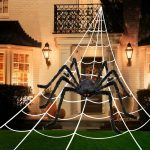 Round & Triangle Spider Web Set, Realistic Scary Hairy Spider, Porch Decoration
