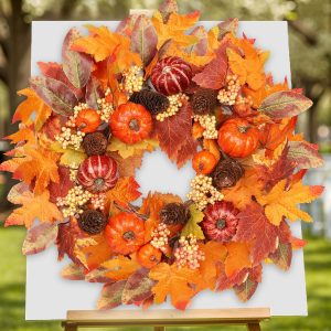 Fall Pumpkin Wreath, Suitable for Front Door or Table Centerpiece