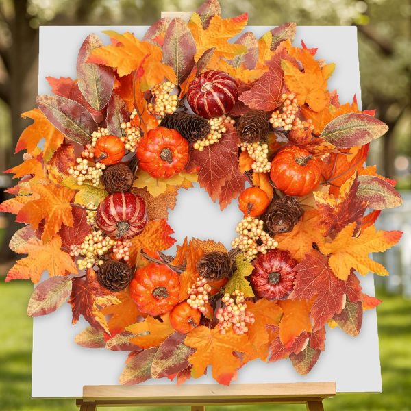 Fall Pumpkin Wreath, Suitable for Front Door or Table Centerpiece