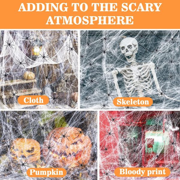 930 sq ft Spider Web, 60 Fake Spiders, Super Stretchy