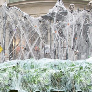 300 sq ft Spider Web, 20 Fake Spiders, for Yard Lawn Porch