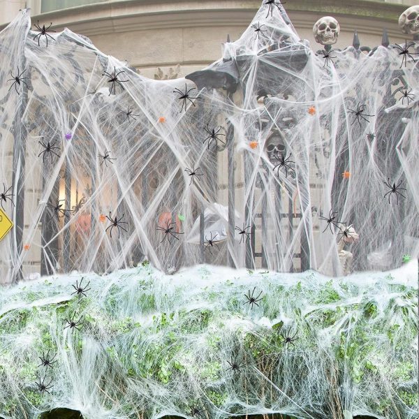 300 sq ft Spider Web, 20 Fake Spiders, for Yard Lawn Porch